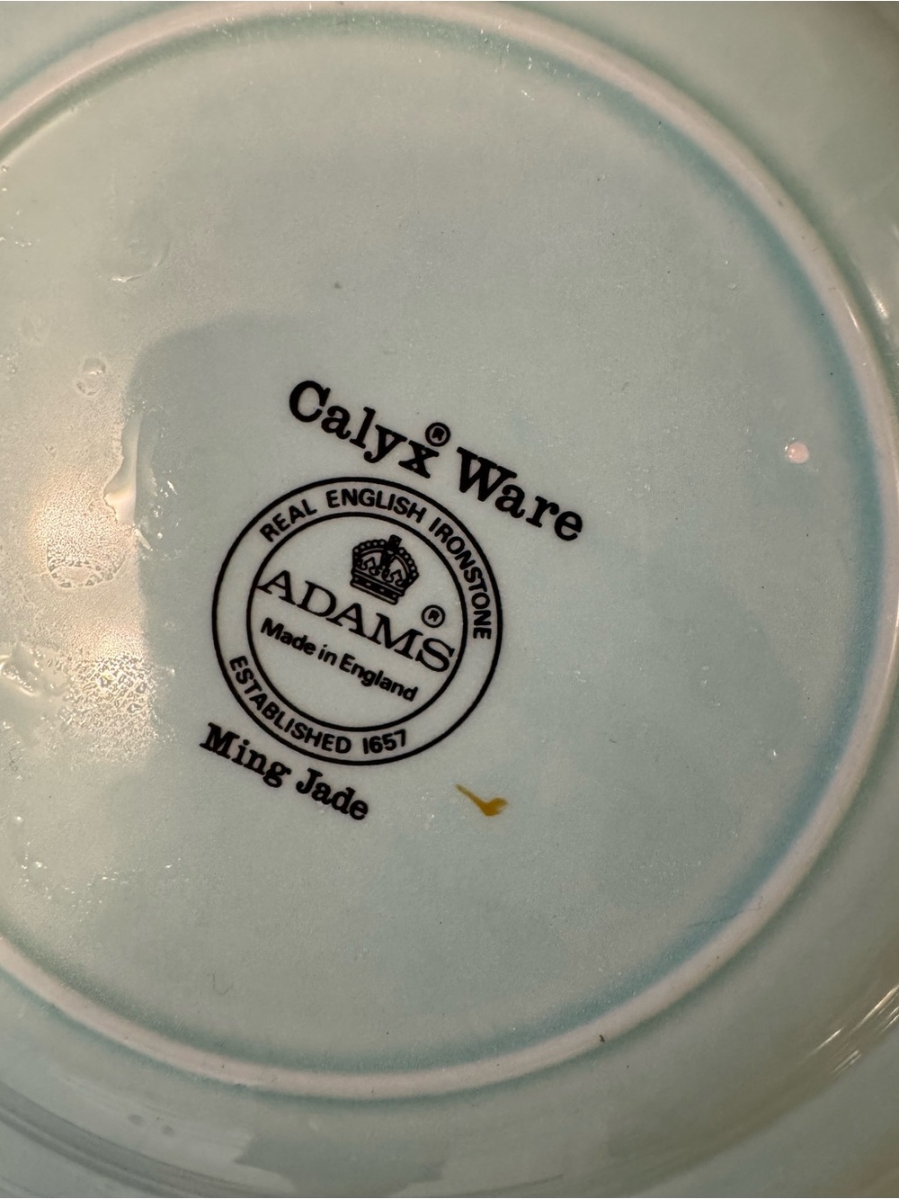Adams Calyx Ware Ironstone Ming Jade Floral Porcelain Dinner Plate Gold Rim 8” - Picture 7 of 7